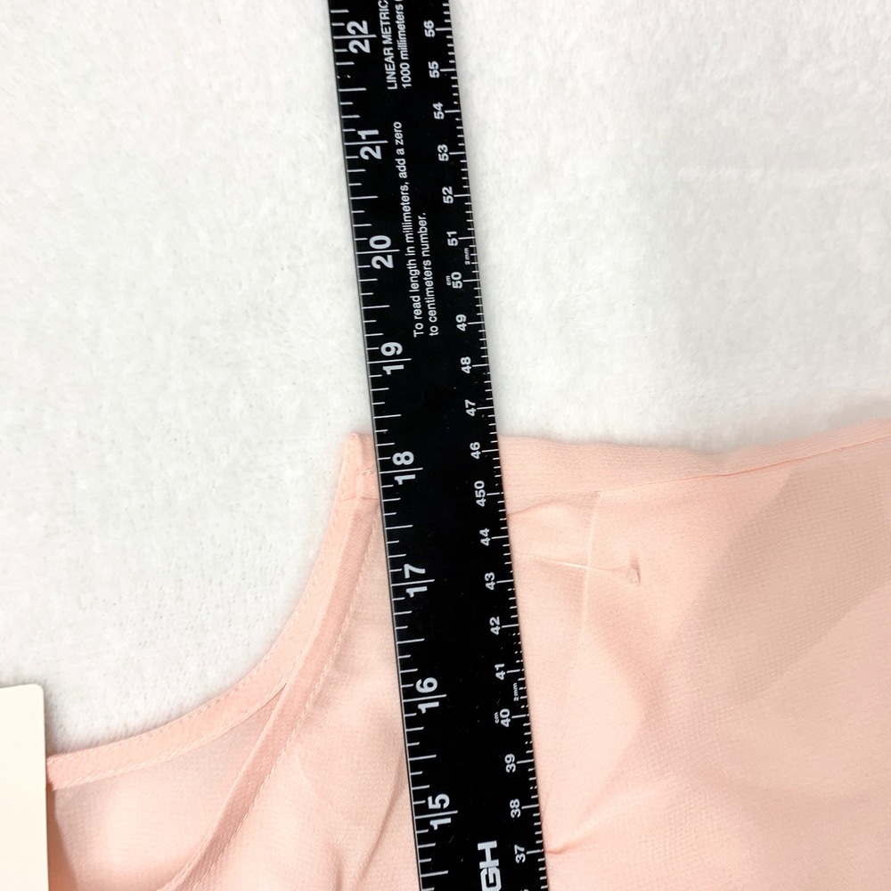 Attention Sheer Chiffon Sleeveless Button Down Womens Size M Peach Pink Blouse - Picture 2 of 8